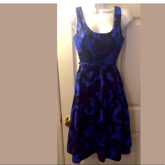 J. CREW Balustrade Blue Belted Scroll Floral Print Dress Knit Shift Sheath - Picture 1 of 8